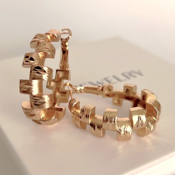 SC JEWELRY Jewelry - Chunky Hoop Earrings 18k Gold Plated Special Design Luxury  Jewelry